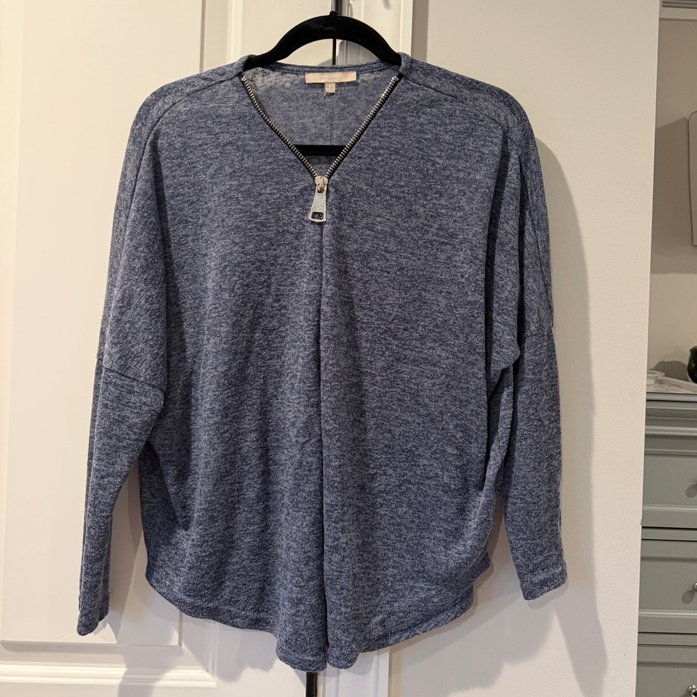 Blue quarter zip lightweight sweater